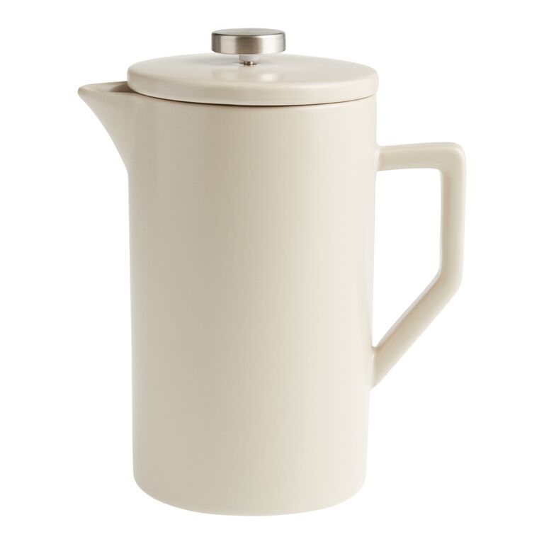 Stone Gray Ceramic And Brushed Silver French Press