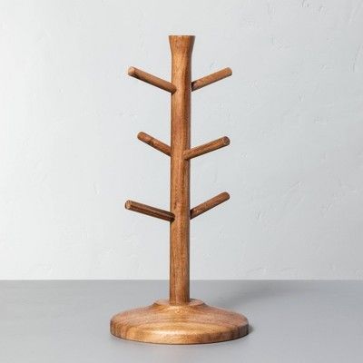Wooden Mug Tree Brown - Hearth & Hand™ With Magnolia: Acacia Stand With 6 Hooks For Cups