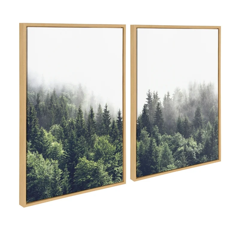 Set Of 2) 23" X 33" Sylvie Foggy Day Framed Canvas Set By Creative Bunch - Kate & Laurel All Things Decor: Inspirational Landscape Art
