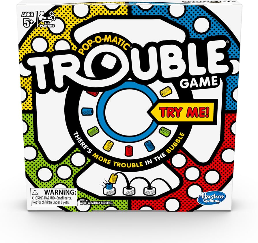 Hasbro Gaming Trouble Board Game For Kids Ages 5 And Up 2-4 Players (packaging May Vary) : Toys & Games