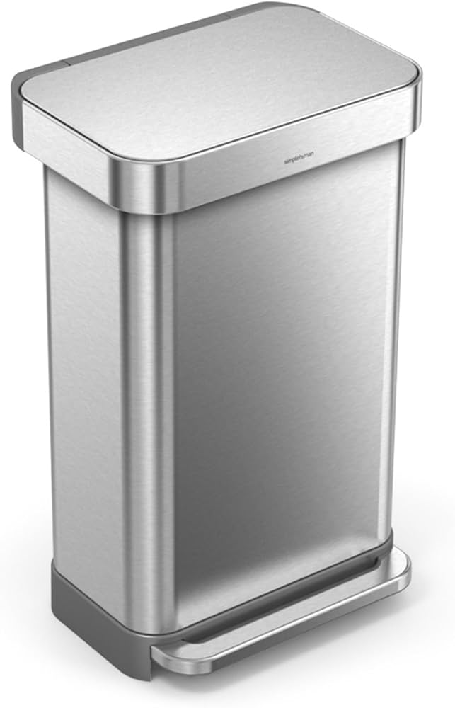 Simplehuman 45 Liter / 12 Gallon Rectangular Kitchen Step Trash Can With Soft-close Lid