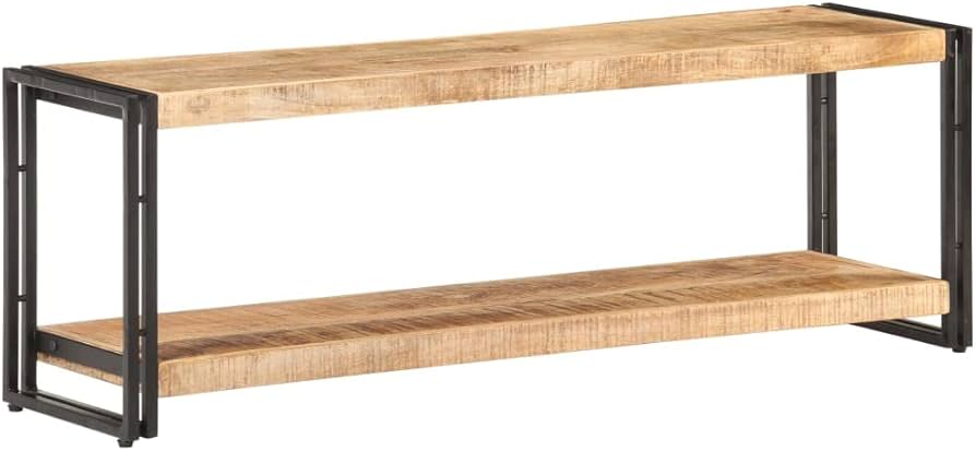 Vidaxl Industrial Rough Mango Wood Tv Stand - Sturdy And Unique Living Room Furniture With Storage Shelf