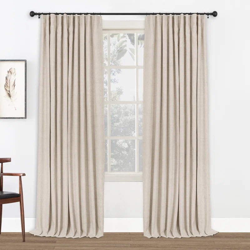 Birglinde 100% Blackout Curtains Thermal Linen Textured for Bedroom Living Room Clip Ring/Rod Pockt (Set of 2) (Set of 2)