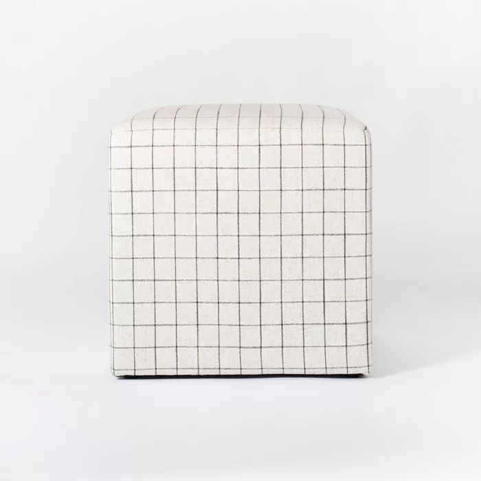 Lynwood Square Upholstered Cube Ottoman Windowpane Plaid - Threshold™ Designed With Studio Mcgee