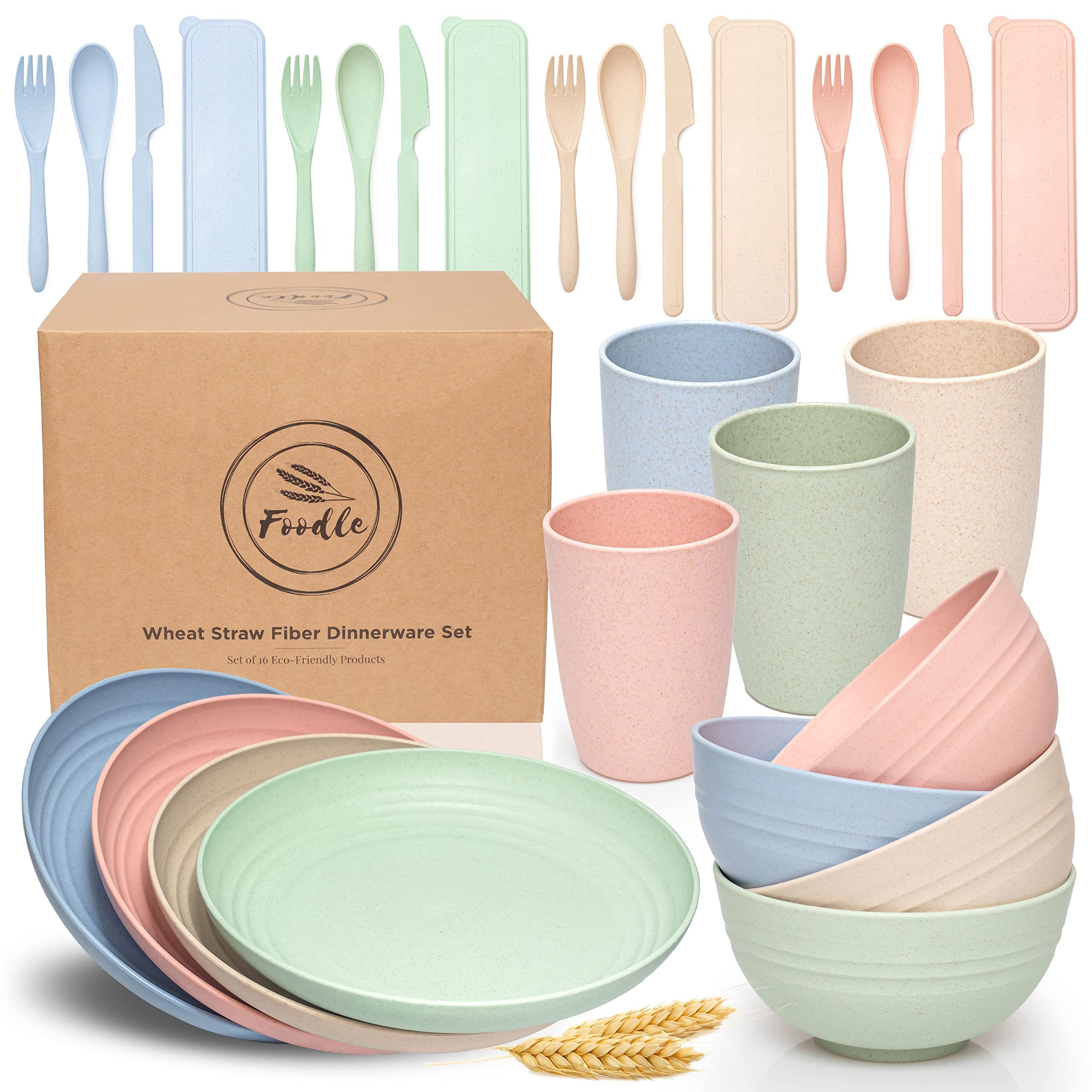 Kids Dinnerware Sets For 4 - Lightweight & Unbreakable - Dishwasher & Microwave Safe - Toddler & Kids Plates And Bowls Sets 