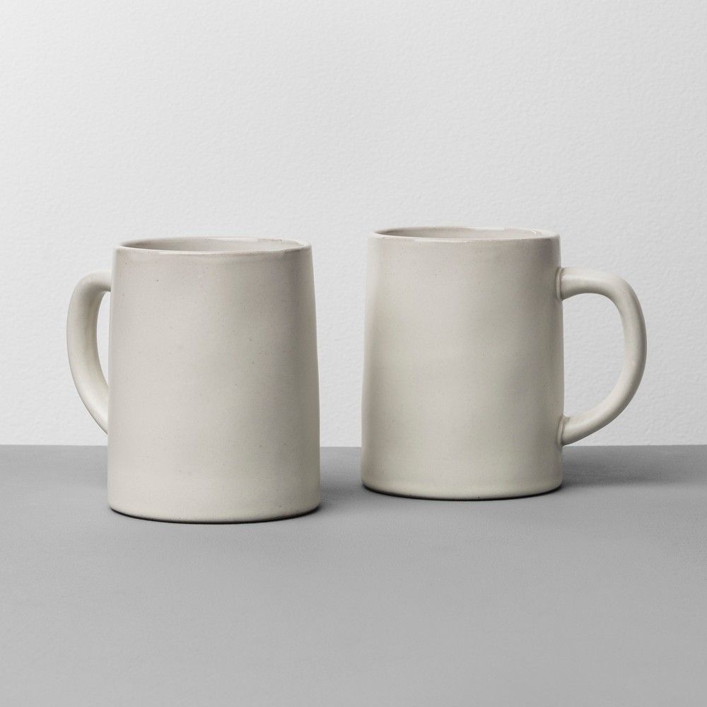 2pk 16oz Stoneware Mug Set Cream - Hearth & Hand™ With Magnolia: Farmhouse Style, Dishwasher & Microwave Safe, For Hot/cold Drinks