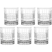 Lorren Home Trends Tall 11 Ounce Double Old Fashion Drinking Glass-textured Cut Glass