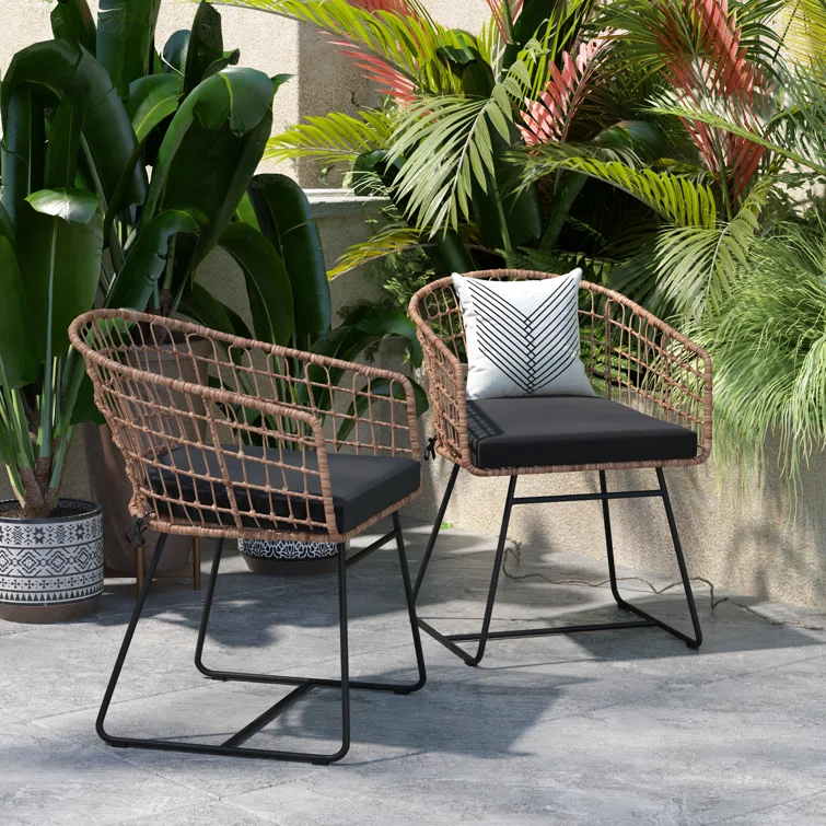 Flash Furniture Dorado Indooroutdoor Boho Rattan Rope Club Chairs With Seat Cushions