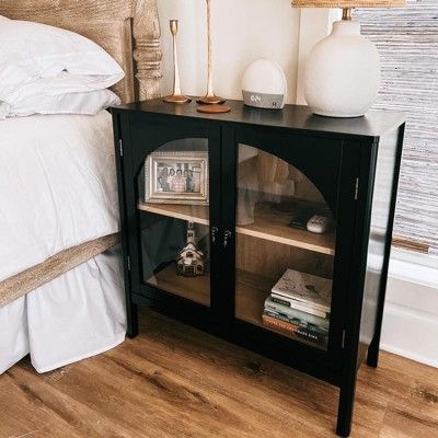New Bedford 2 Door Accent Cabinet Black - Threshold™: Elegant Storage, Pewter-finish Hardware, Wood Veneer