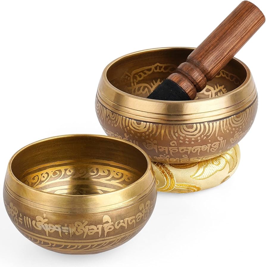 Relaehih 2-pack Tibetan Singing Bowls Set - 100% Handmade In Nepal