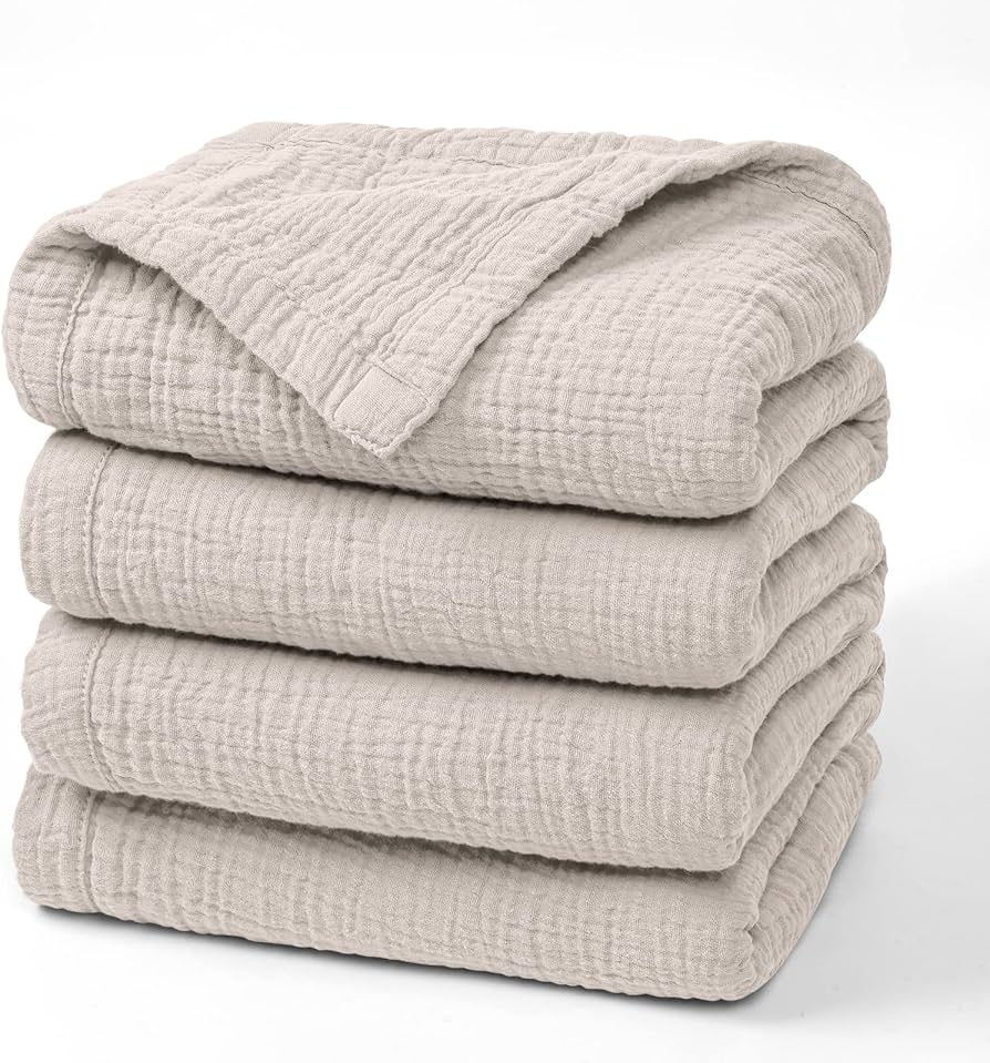 Lulu Moon Muslin Blankets For Adults 55”x75” - Couch Throw Blanket For Boys - Light Weighted Muslin Quilt For Sofa And Bed (ivory) : Home & Kitchen