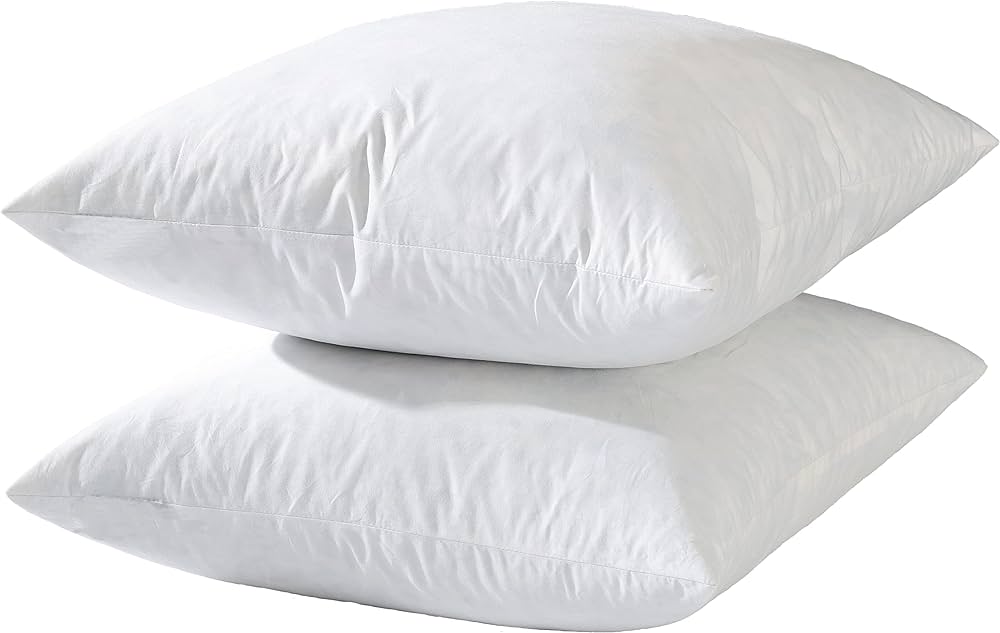 Basic Home 20x20 Decorative Throw Pillow Inserts-down Feather Pillow Inserts-square-cotton Fabric-set Of 2-white. : Home & Kitchen