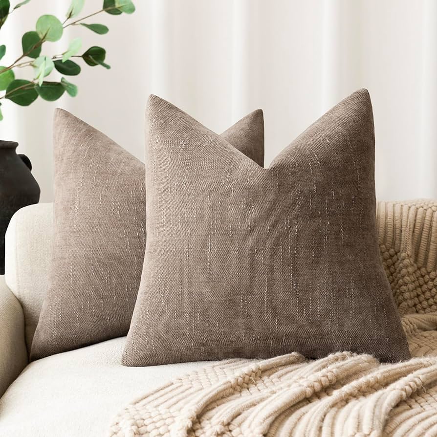 Foindtower Pack Of 2 Soft Textured Throw Decorative Pillow Covers Square Accent Solid Cushion Cover Cozy Farmhouse Pillow Case With Zipper For Couch Sofa Bedroom Living Room 20x20 Inch
