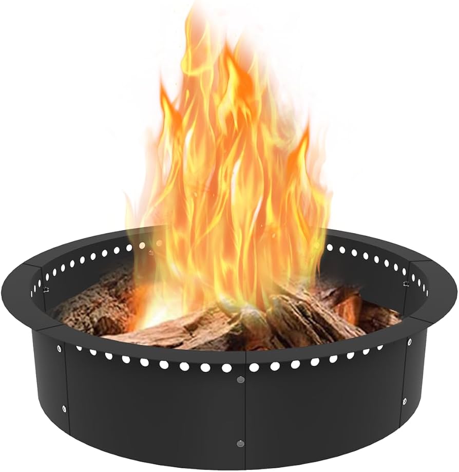 Koutemie Outdoor Smokeless Fire Pit Ring Liner 35-inch Outer/31-inch Inner Diameter