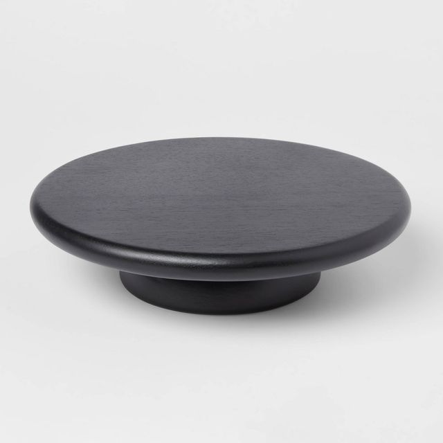 10.9" Acacia Modern Cake Stand Black - Threshold