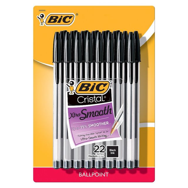 Bic Cristal Xtra Smooth Ballpoint Pens, 1.2mm, 22ct - Black
