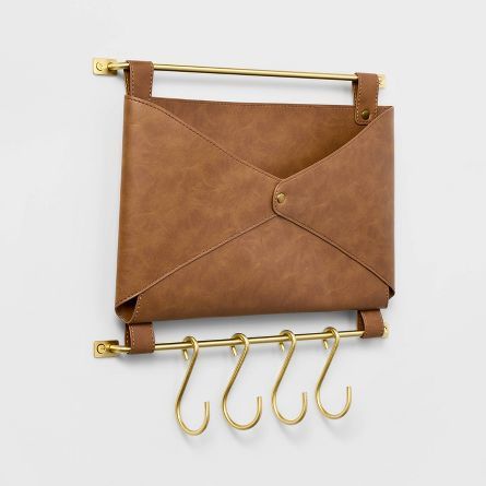 Entryway Organizer Faux Leather And Gold - Threshold