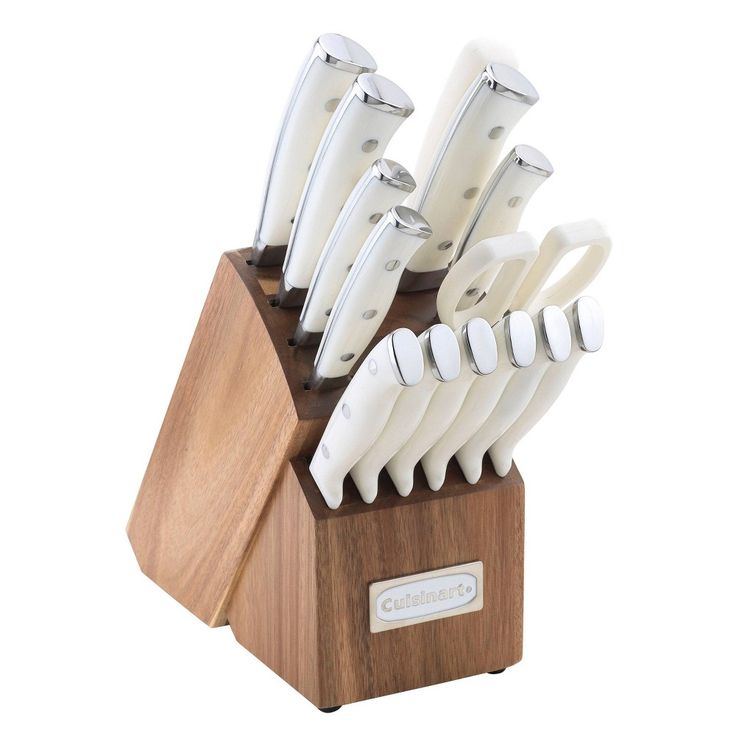Cuisinart Classic 15pc White Triple Rivet Knife Block Set - C77wtr-15p2