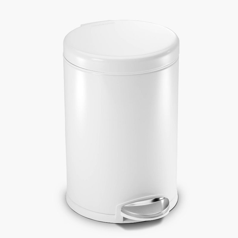 Simplehuman 4.5l Round Step Bathroom Trash Can With Soft-close Lid - Stainless Steel: Compact Wastebasket, Touchless Operation