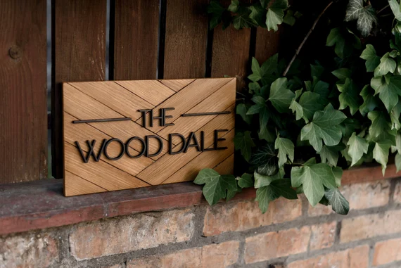 Herringbone House Name Sign Outdoor