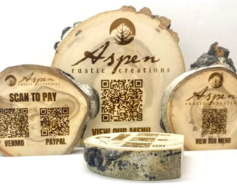 Qr Code Wood Slice Social Media Sign