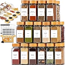 Finessy Spice Jars With Bamboo Lids 36 Pack