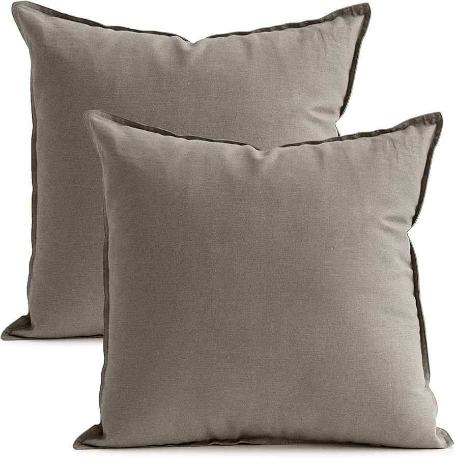 Jeanerlor Pack Of 2 24 X 24 Inch Cotton Linen Soft Soild Decorative Square Throw Pillow Covers Green Cushion Case Set For Bedroom/sofa/car 60 X 60 Cm