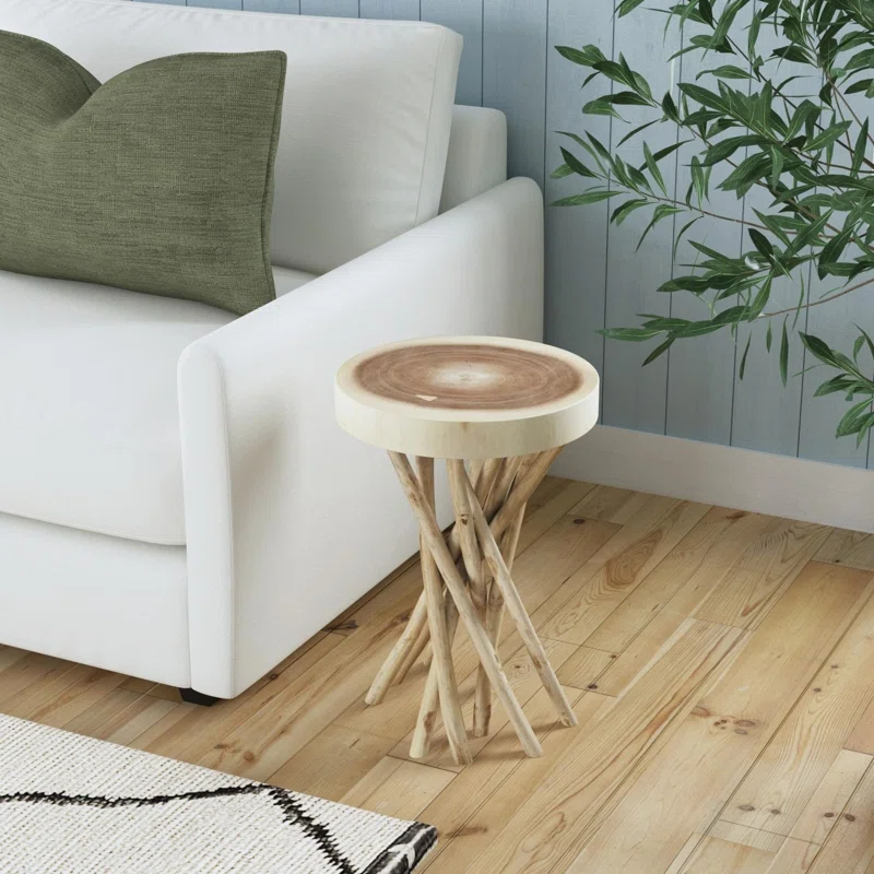 Sand Stable Selah Solid Wood Pedestal End Table