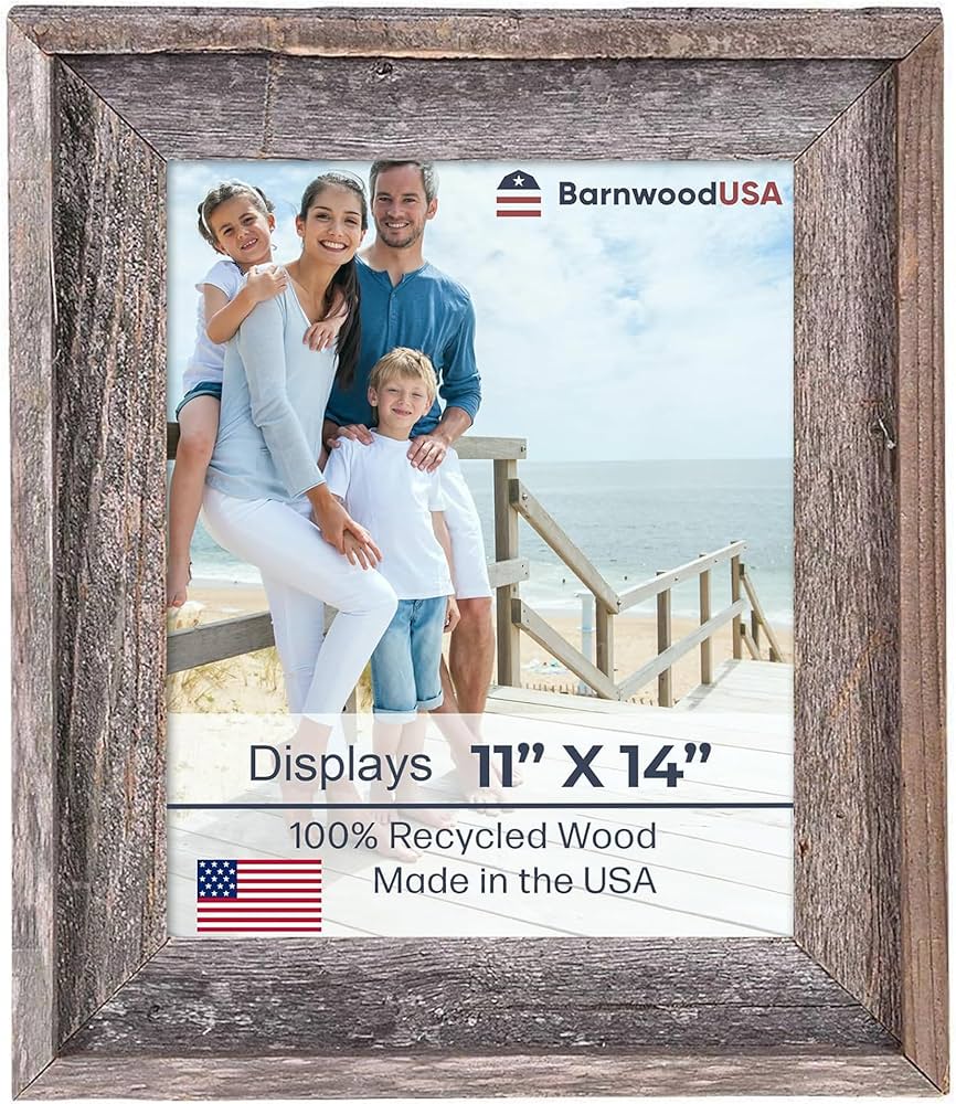 Barnwoodusa | Farmhouse Style Rustic 8x10 Picture Frame | Signature Molding | 100% Reclaimed Wood | Rustic | Natural Weathered Gray : Clothing