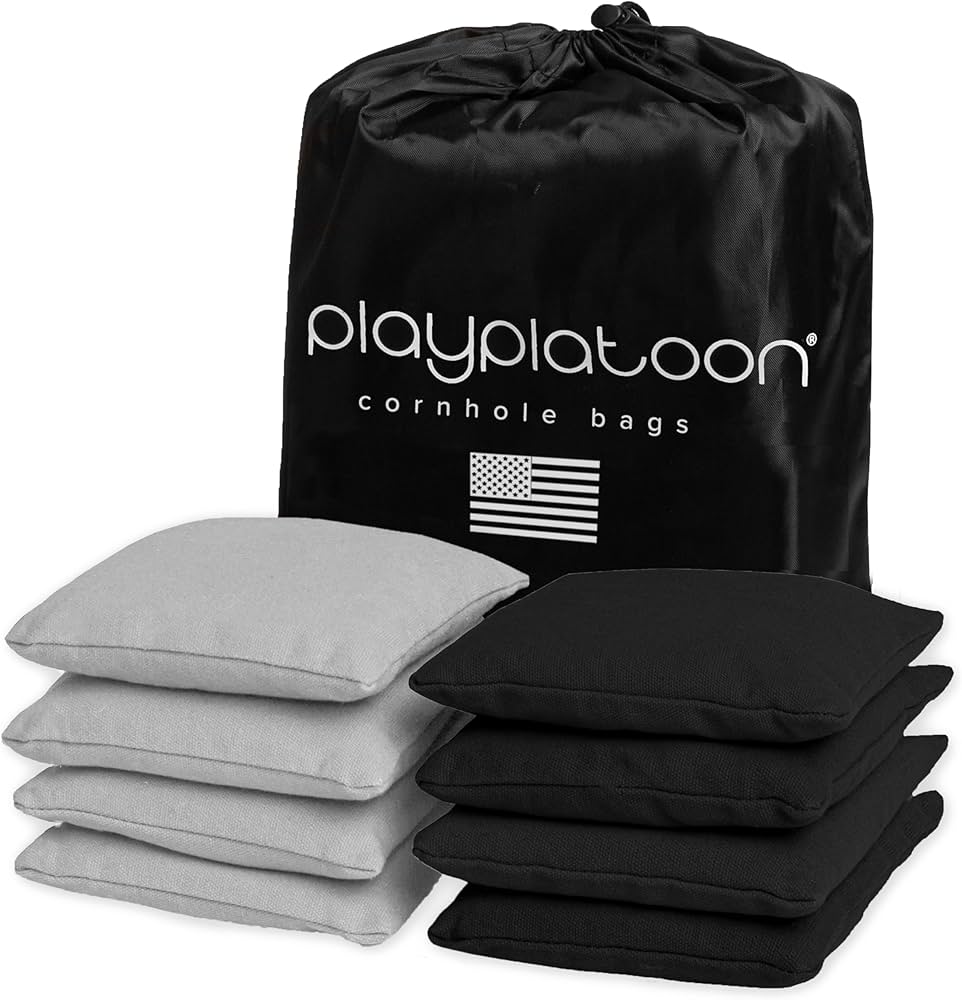 Play Platoon Premium Weather Resistant Duck Cloth Cornhole Bags - Set Of 8 Bean Bags For Corn Hole Game - 4 Silver & 4 Black : Sports & Outdoors