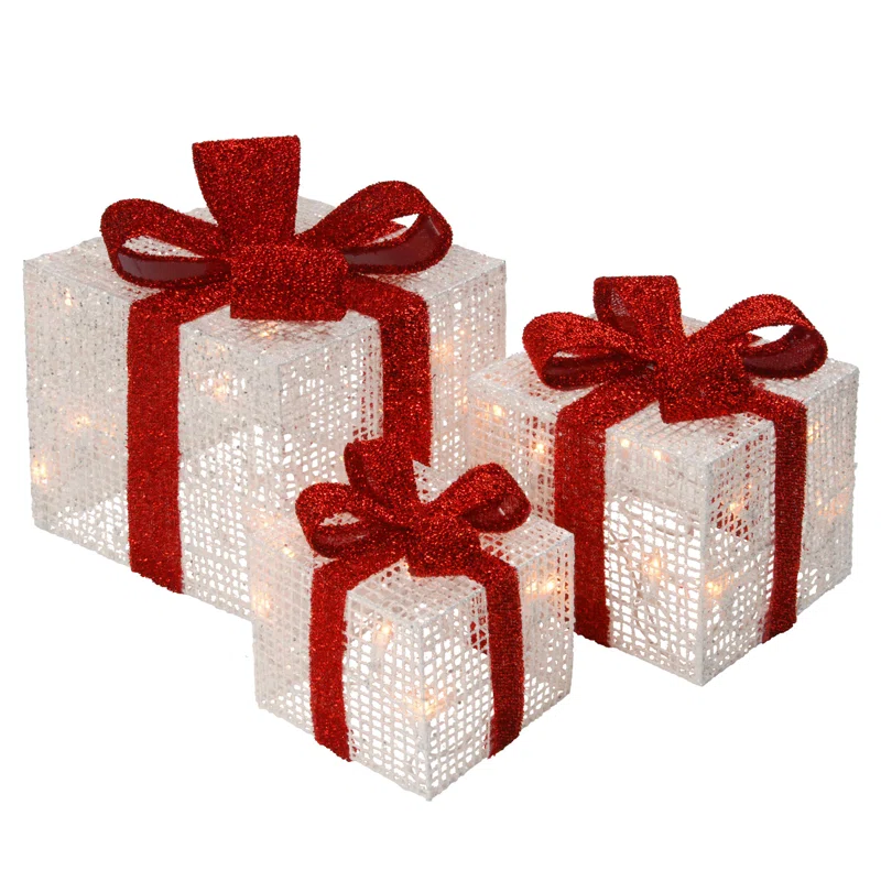 Pre Lit Gift Box Assortment 3 Piece