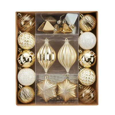 100ct Assorted Gold And White Christmas Tree Ornaments Set