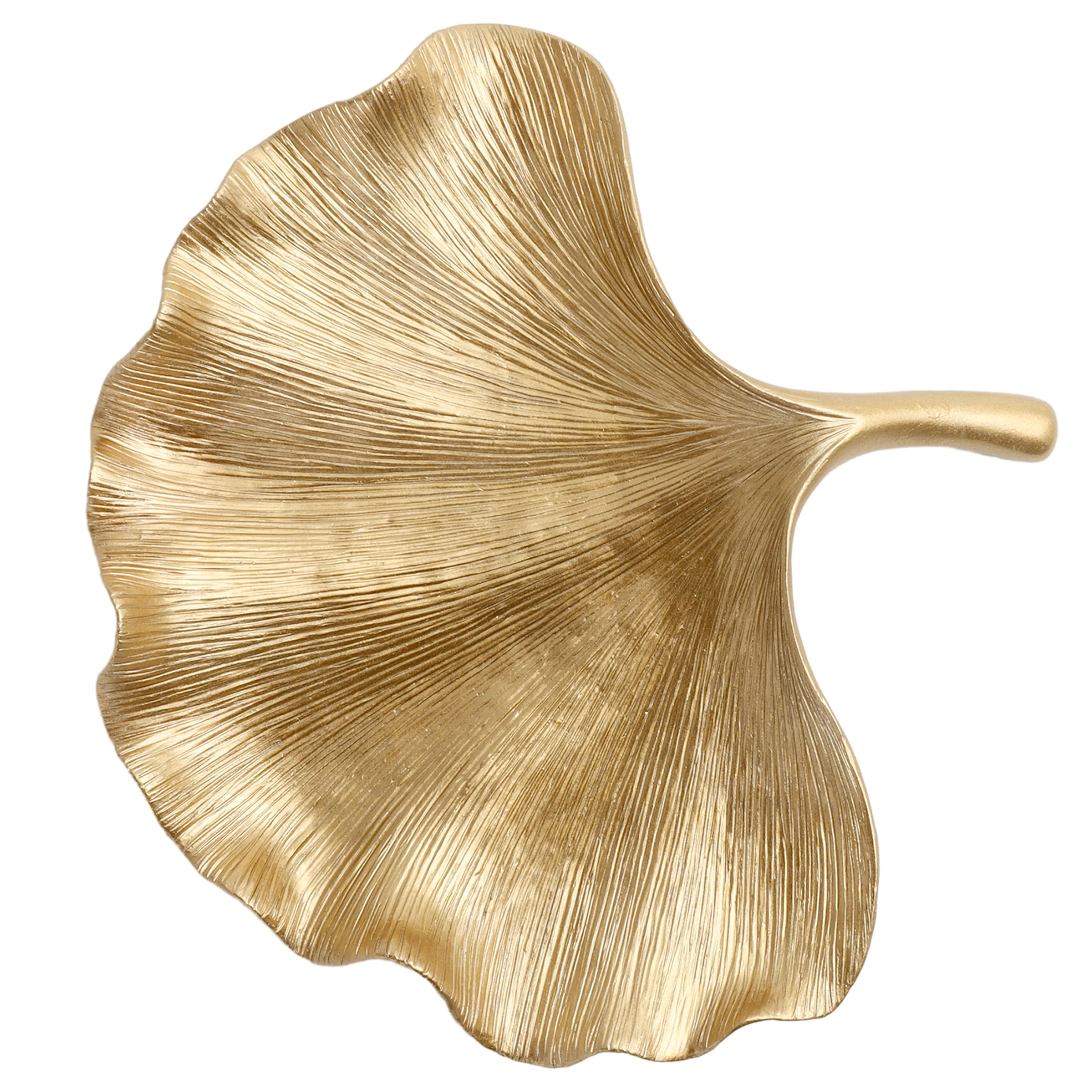 Leaf Shaped Gold Indoor Tabletop Trinket Tray