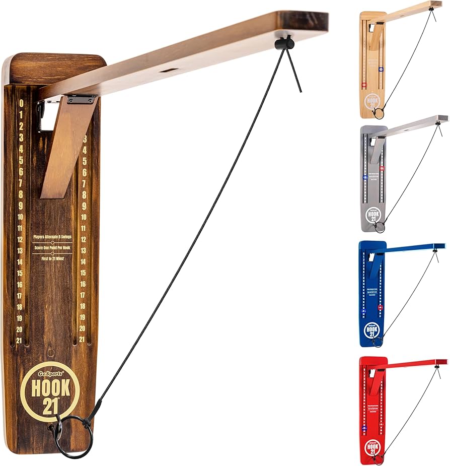 Gosports Hook 21 Wall Mount Ring Swing Game - Play Indoors Or Outdoors With Foldable Arm : Sports & Outdoors