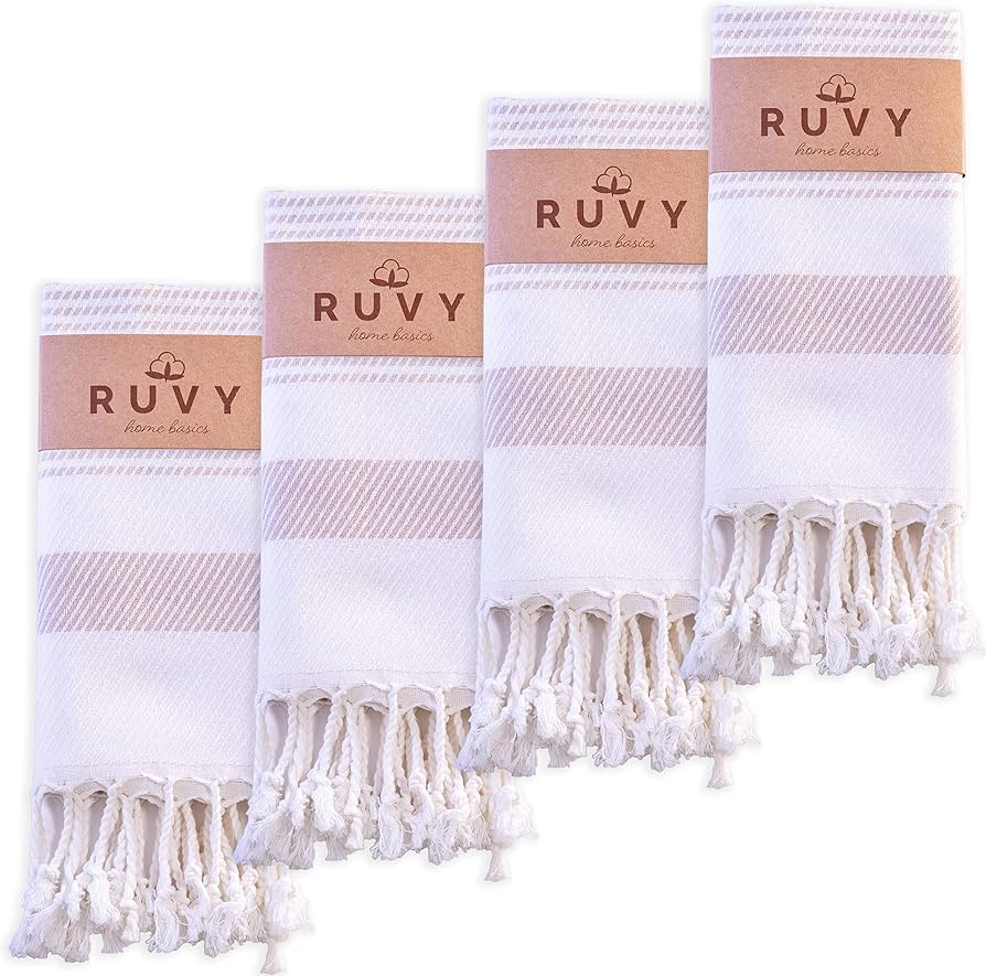 Ruvy Home Basics Turkish Hand Towels For Bathroom Set Of 2 | 18"x40"