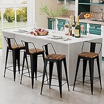 Andeworld Metal Bar Stools Set Of 4 Kitchen Counter Stools Bristro Barstools Industrial Bar Stools (24 Inch