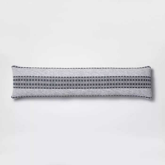 Bed Lumbar Woven Texture Stripe Decorative Throw Pillow Slate Blue - Threshold™ Designed With Studio Mcgee: Cotton Ribbed, Indoor Use