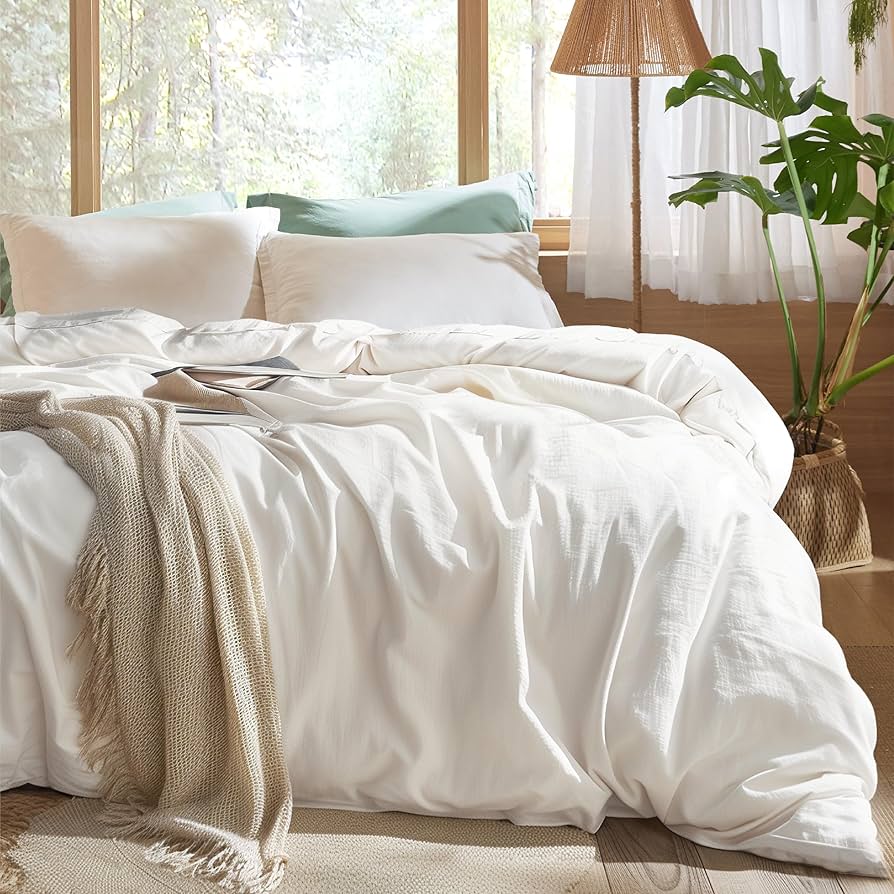 Bedsure 100% Muslin Cotton Duvet Cover King Size - Ultra-soft