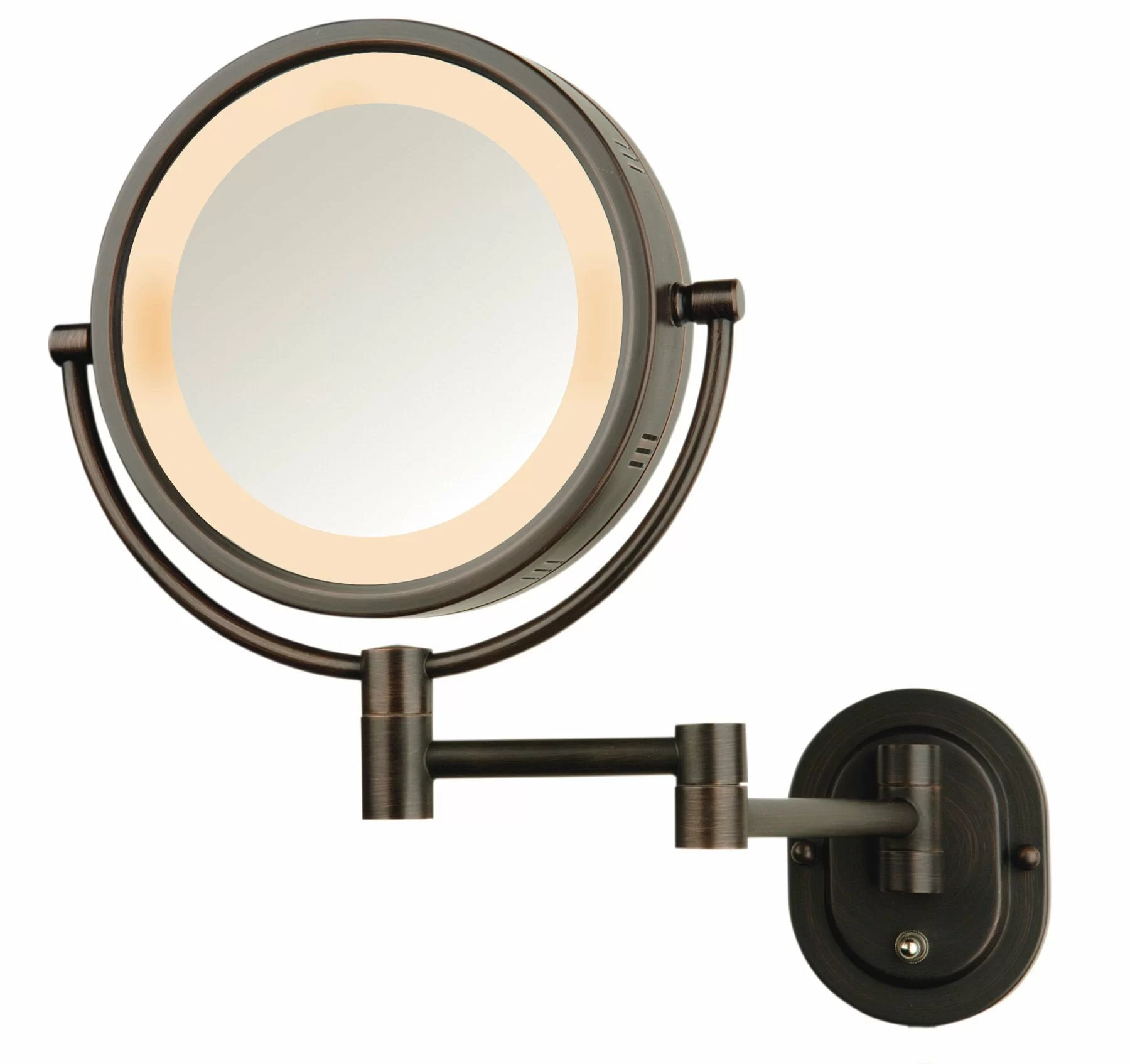 Ebern Designs Ake 8 Lighted Wall Mount Magnified Makeup Mirror Plug In