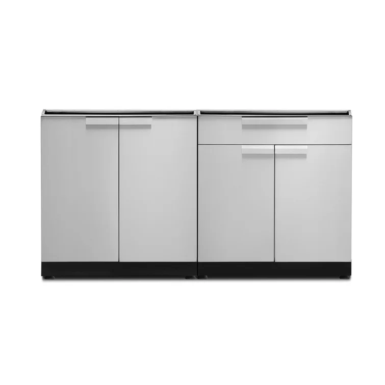 Newage Products Outdoor Kitchen Stainless Steel 64 W X 24 D X 365 H 2 Piece Modular Cabinet Set