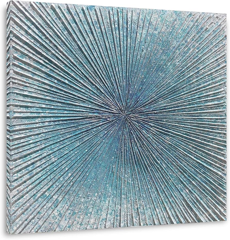 Yihui Arts Contemporary Abstract Living Room Wall Art Hand Painted Modern Teal Color Canvas Painting Pictures For Bedroom Bathroom Decor: Paintings