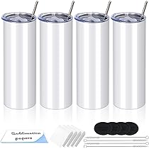 Uirzotn 8 Pack 20 Oz Sublimation Tumbler Blanks Skinny Straight In Bulk