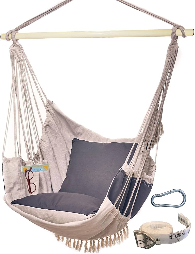 Bdecoru Hanging Hammock Chair Swing - Outdoor & Indoor Hammock Swing Chairs For Outside Or Inside Of Home
