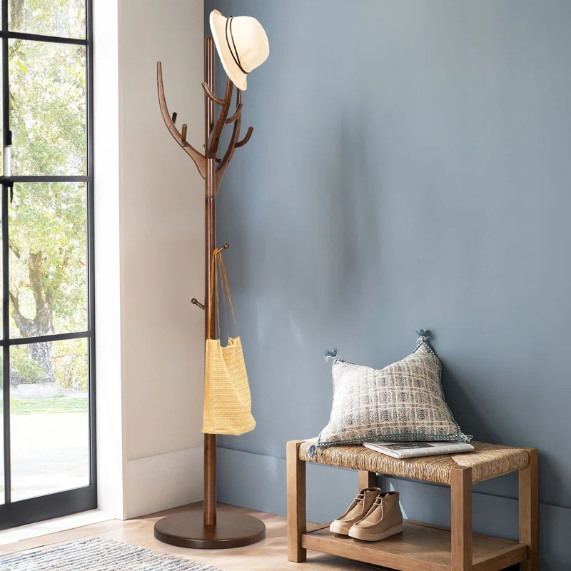 Rimini Solid Wood Freestanding 12 - Hook Coat Rack