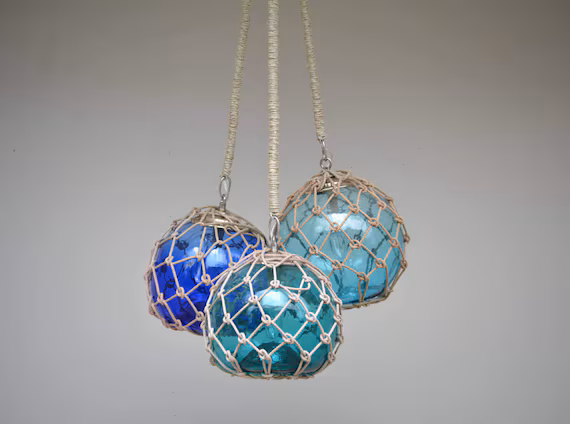 Glass Fishing Float Cluster Pendant