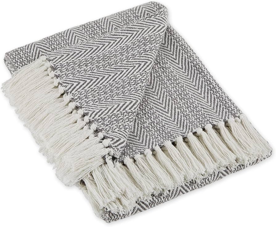 Dii Herringbone Striped Collection Cotton Throw Blanket