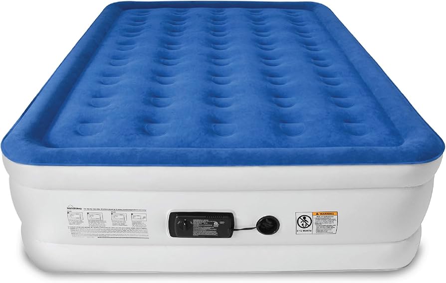 Soundasleep Dream Series Luxury Air Mattress With Comfortcoil Technology & Built-in High Capacity Pump For Home & Camping- Double Height