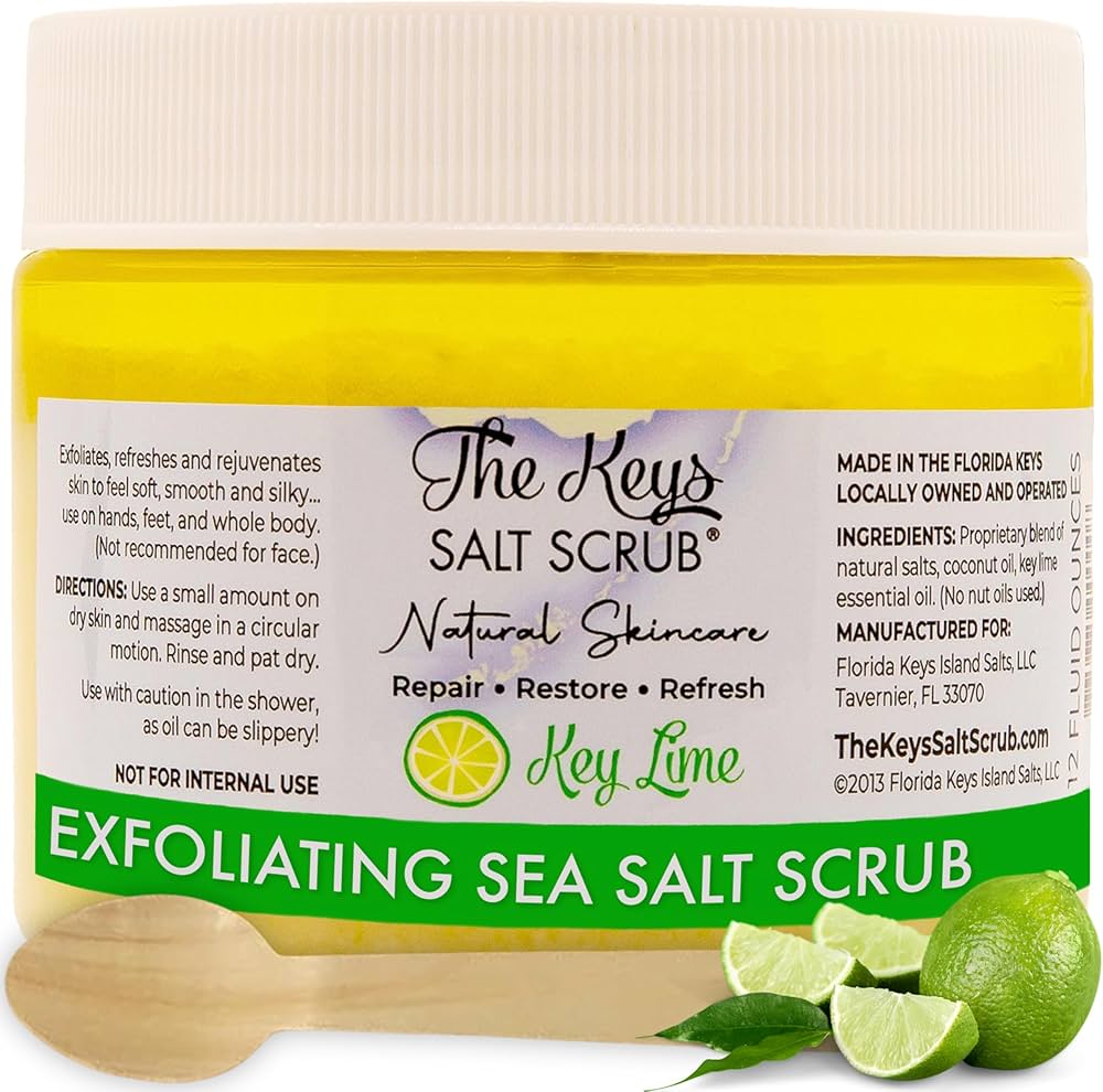 The Keys Sea Salt Scrub–exfoliating Body Scrub With Wooden Spoon – Organic Florida Key Lime Face