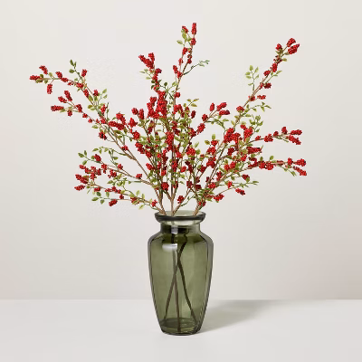 21.5 Faux Winterberry Stems Christmas Arrangement - Hearth & Hand™ With Magnolia