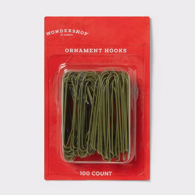 100ct Christmas Ornament Hook Dark Green - Wondershop